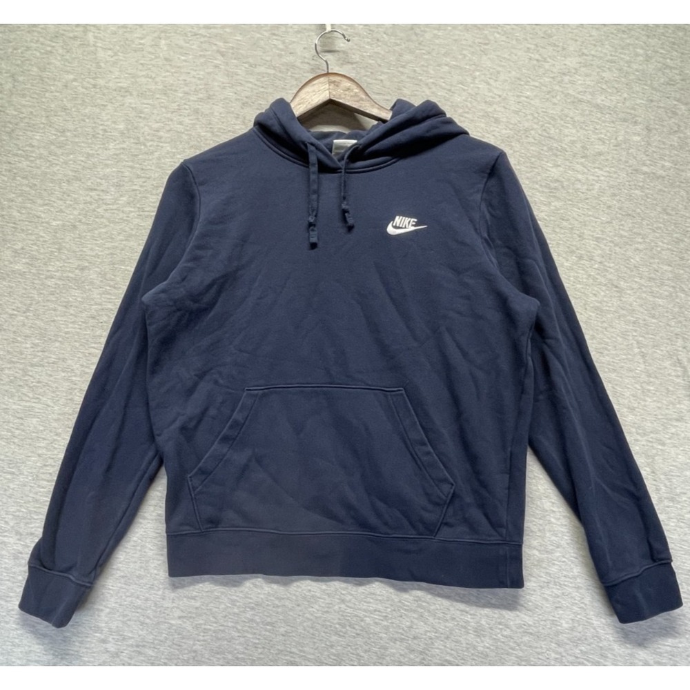 Nike Sportswear Club Fleece Pullover Hoodie Womens M Navy Athleisure Drawstring